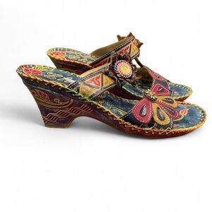 Colorful Floral Wedge Sandals